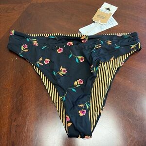 Billabong Floral Black and Gold Women's Bikini Bottom